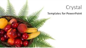  Presentation with fruit banana - Slides with fruit-basket-on-a-white background and a white colored foreground