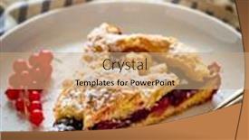  Presentation with cake - Presentation theme having fruit-cake-on-wooden-table background and a coral colored foreground