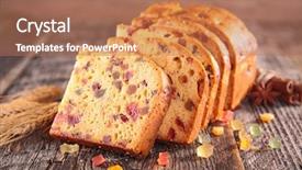  Presentation with cake - PPT theme consisting of fruit-cake background and a coral colored foreground