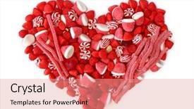  Presentation with candy heart - Colorful PPT theme enhanced with fruit candy heart isolated backdrop and a coral colored foreground
