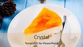  Presentation with cheesecake - PPT layouts with fruit cheesecake background and a coral colored foreground