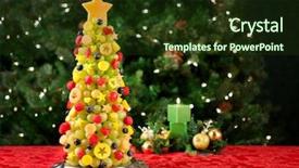  Presentation with fruit tree - Slides with fruit christmas tree background and a tawny brown colored foreground