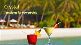  Presentation with fruit cocktail - Presentation theme consisting of fruit cocktail on maldives beach - travel background background and a tawny brown colored foreground