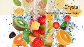  Presentation with fruit cocktail - Beautiful theme featuring a laptop in cafe backdrop and a  colored foreground.