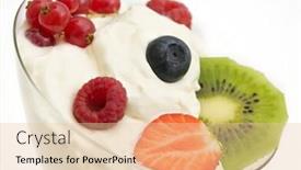  Presentation with fruit cocktail - Theme featuring fruit cocktail with whipped cream background and a lemonade colored foreground