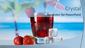  Presentation with fruit cocktail - Presentation theme having fruit-cocktail background and a light blue colored foreground
