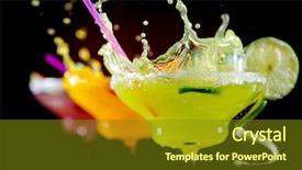  Presentation with spirit - Presentation theme with fruit cocktails on black background background and a tawny brown colored foreground