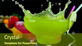  Presentation with fruit - Audience pleasing theme consisting of fruit cocktails on black background backdrop and a tawny brown colored foreground