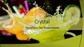  Presentation with fruit - Presentation featuring fruit cocktails on black background background and a yellow colored foreground