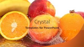  Presentation with fruit water - Amazing theme having fruit covered with water droplets backdrop and a gold colored foreground