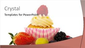  Presentation with cupcake - PPT theme featuring fruit cupcake with buttercream and fresh fruit isolated over white background background and a white colored foreground