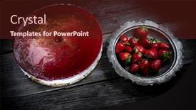  Presentation with cheesecake - Cool new slide deck with fruit-delicious-cheesecake-on-wooden backdrop and a tawny brown colored foreground