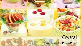  Presentation with dessert - Amazing slides having fruit dessert collage backdrop and a blonde colored foreground