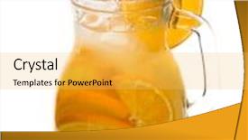  Presentation with fruit drink - Colorful presentation theme enhanced with fruit drink in jug isolated on white backdrop and a yellow colored foreground