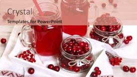  Presentation with fruit drink - Slide set featuring fruit drink on white table background and a coral colored foreground