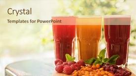  Presentation with fruit drink - Theme featuring fruit drink with cranberries raspberries background and a soft green colored foreground