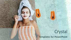  Presentation with pool side - Colorful theme enhanced with fruit facial mask with papaya backdrop and a sky blue colored foreground