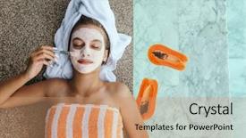  Presentation with papaya - Audience pleasing slides consisting of fruit facial mask with papaya backdrop and a coral colored foreground