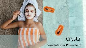  Presentation with pool side - Slides enhanced with fruit facial mask with papaya background and a lemonade colored foreground
