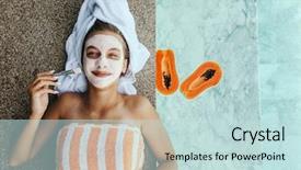  Presentation with pool side - Amazing theme having fruit facial mask with papaya backdrop and a soft green colored foreground