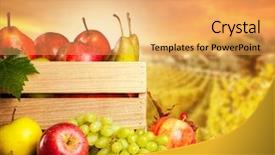  Presentation with iot agriculture - Presentation theme featuring fruit farm - seasonal harvested agriculture products background and a yellow colored foreground