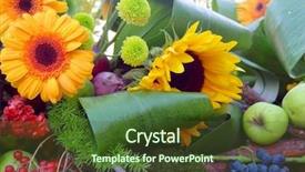  Presentation with events and decoration presentation - Slide deck consisting of fruit flower - autumn decoration background and a tawny brown colored foreground