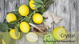  Presentation with handmade spa olive oils soap - Amazing theme having fruit flower - honey lemon ginger handmade soap backdrop and a  colored foreground