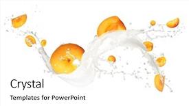  Presentation with milk splash - Beautiful PPT theme featuring fruit fly - apricots in milk splash isolated backdrop and a white colored foreground