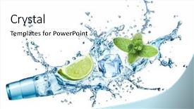  Presentation with fruit splash - PPT theme featuring fruit fly - ice cubes mint leaves water background and a white colored foreground