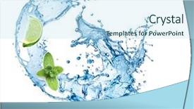  Presentation with water splash - Amazing PPT theme having fruit fly - ice cubes mint leaves water backdrop and a sky blue colored foreground