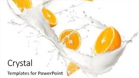  Presentation with fresh water splash green apple isolated white - PPT layouts enhanced with fruit fly - oranges in cream splash isolated background and a white colored foreground
