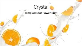  Presentation with splash - Cool new PPT theme with fruit fly - oranges in cream splash isolated backdrop and a white colored foreground