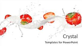  Presentation with milk splash - PPT theme having fruit fly - oranges in milk splash isolated background and a white colored foreground