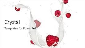  Presentation with milk splash - Cool new presentation theme with fruit fly - strawberries in milk splash isolated backdrop and a white colored foreground