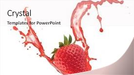  Presentation with fruit splash - Colorful PPT layouts enhanced with fruit fly - strawberry in splash isolated backdrop and a sky blue colored foreground