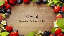  Presentation with healthy food - PPT theme featuring fruit garden - fresh berries frame for your background and a coral colored foreground