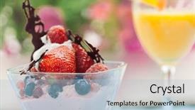  Presentation with orange fruit - Beautiful PPT theme featuring cream cup with orange juice backdrop and a light blue colored foreground