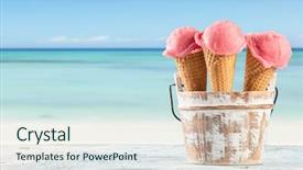  Presentation with ice cream cones - Cool new presentation with fruit ice cream with blur backdrop and a sky blue colored foreground