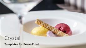  Presentation with ice cream - Cool new theme with fruit-ice-cream-with-waffle backdrop and a soft green colored foreground