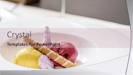  Presentation with ice cream - Amazing PPT theme having fruit-ice-cream-with-waffle backdrop and a  colored foreground