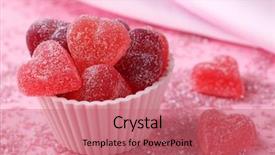  Presentation with jellies - Colorful theme enhanced with fruit jellies candy hearts backdrop and a coral colored foreground