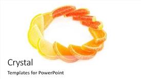  Presentation with jellies - PPT theme featuring jelly gum - fruit jellies in form citrus background and a white colored foreground