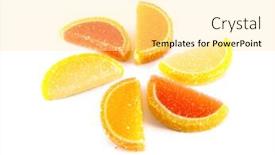 Presentation with jellies - PPT theme with fruit jellies in form citrus on white background and a blonde colored foreground
