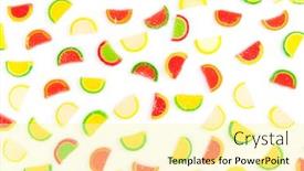  Presentation with jellies - Beautiful slide set featuring fruit-jellies-oranges-lemons-limes backdrop and a blonde colored foreground