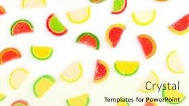  Presentation with jellies - Audience pleasing PPT theme consisting of fruit-jellies-oranges-lemons-limes backdrop and a blonde colored foreground