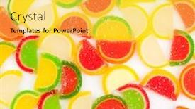  Presentation with jellies - PPT layouts having fruit jellies oranges lemons limes background and a yellow colored foreground