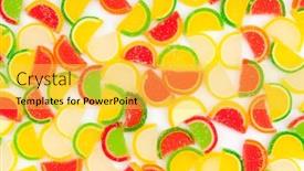  Presentation with jellies - Audience pleasing theme consisting of fruit-jellies-oranges-lemons-limes backdrop and a yellow colored foreground