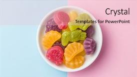  Presentation with jelly - Beautiful PPT theme featuring fruit jelly candies in bowl backdrop and a lemonade colored foreground