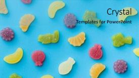  Presentation with jelly - Audience pleasing slides consisting of fruit jelly candies on colorful backdrop and a cyan colored foreground