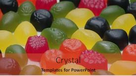  Presentation with jelly - Audience pleasing PPT layouts consisting of fruit-jelly-gummy-candies-assortment backdrop and a red colored foreground